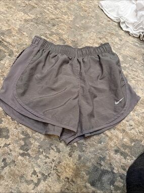 Nike Women’s Gray Athletic Running Shorts - Light Gray with Reflective Swoosh